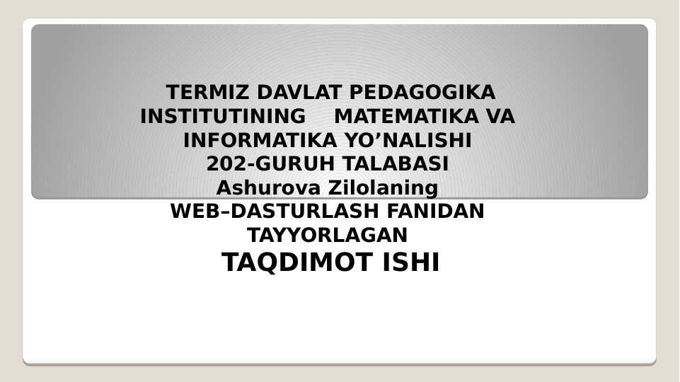 Mijoz-server texnologiyasi asoslari. HTTP protokoli va ma’lumotlarni serverga jo‘natish metodlari. Mijoz so‘rovi shakli