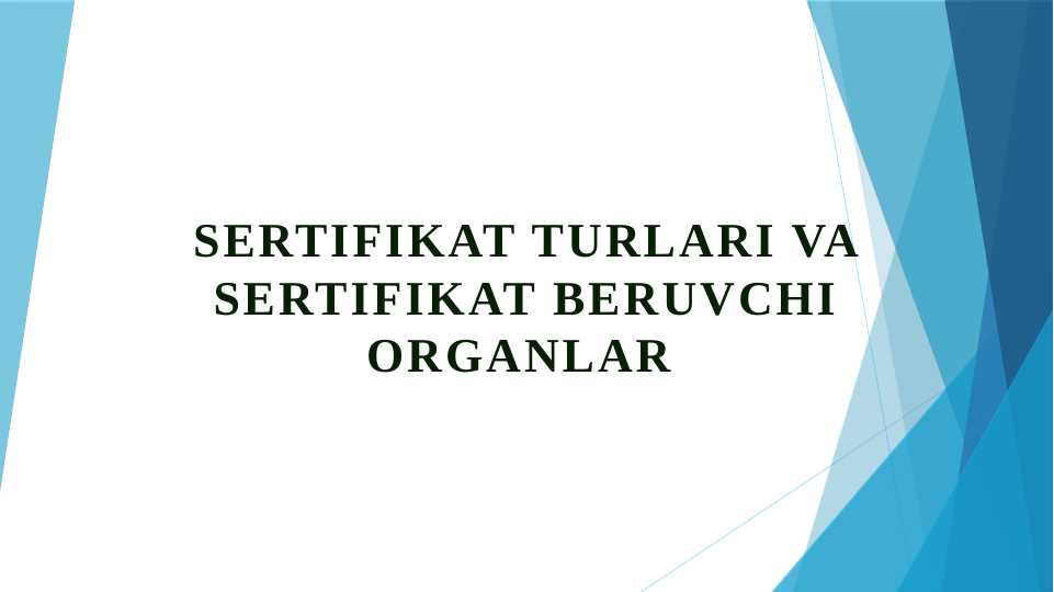 Sertifikat turlari va sertifikat beruvchi organlar