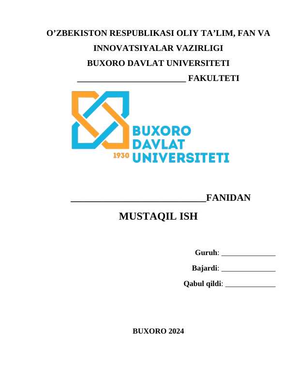 BuxDU mustaqil ish yuzi shablon