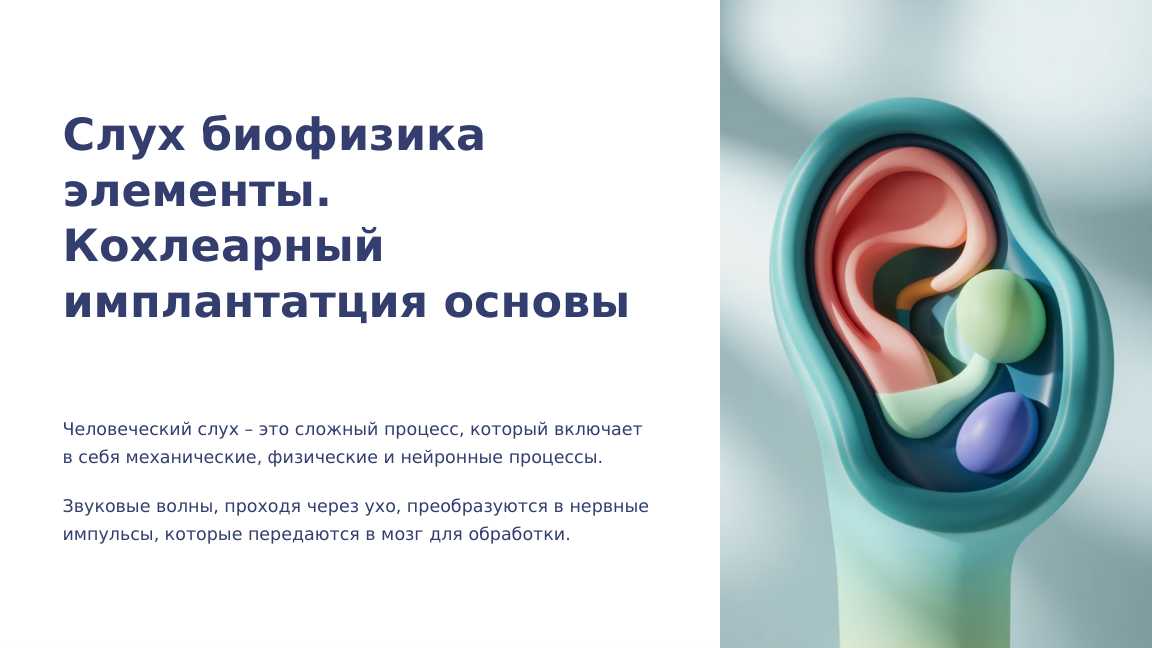 Слух биофизика элементы. Кохлеарный имплантaтция основы