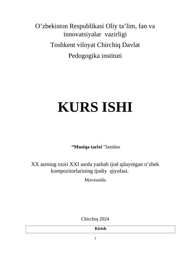 XX asrning oxiri XXI asrda yashab ijod qilayotgan o’zbek kompozitorlarining ijodiy qiyofasi