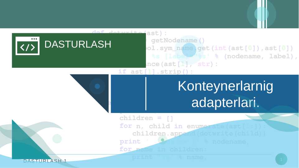 Konteynerlarnig adapterlari.