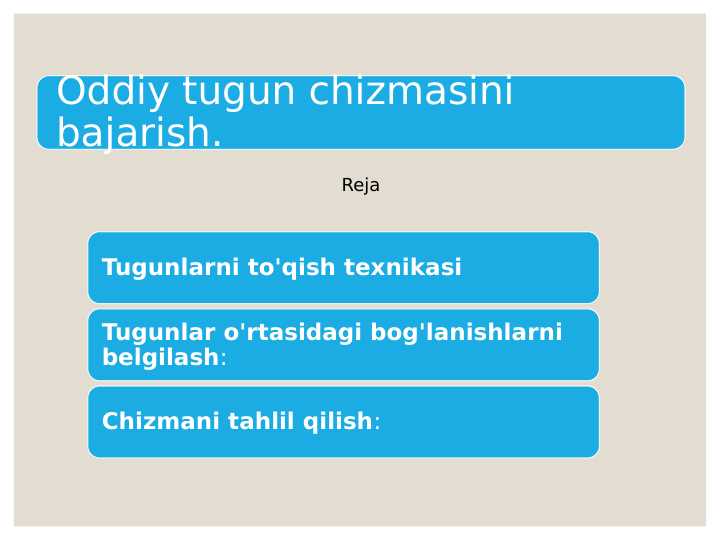 Oddiy tugun chizmasini bajarish