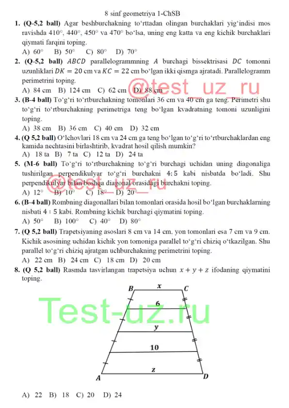 8 sinf Gometriya CHSB