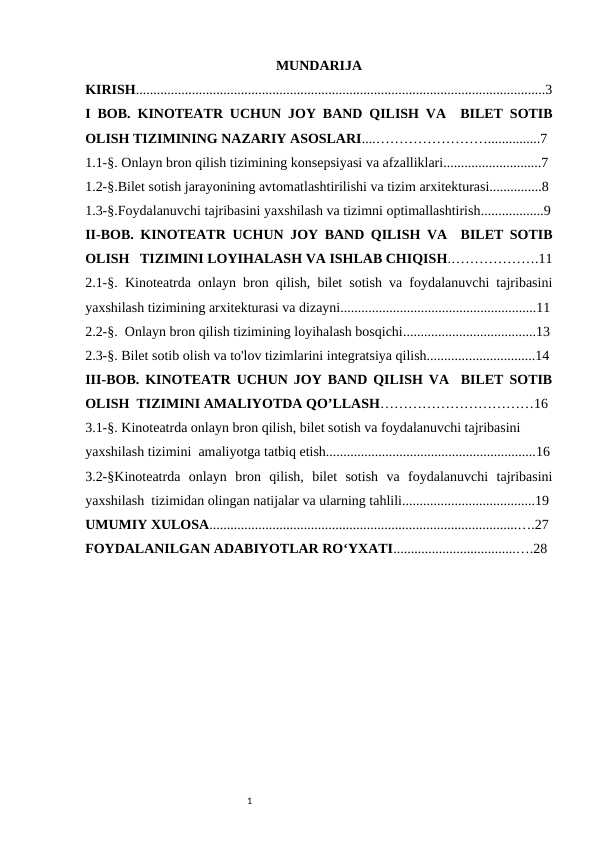 KINOTEATRDA ONLAYN BRON QILISH, BILET SOTIB OLISH VA FOYDALANUVCHI TAJRIBASINI YAXSHILASH