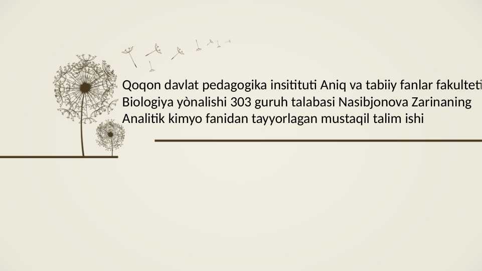 Analitik kimyo labaratoriya xulosalar