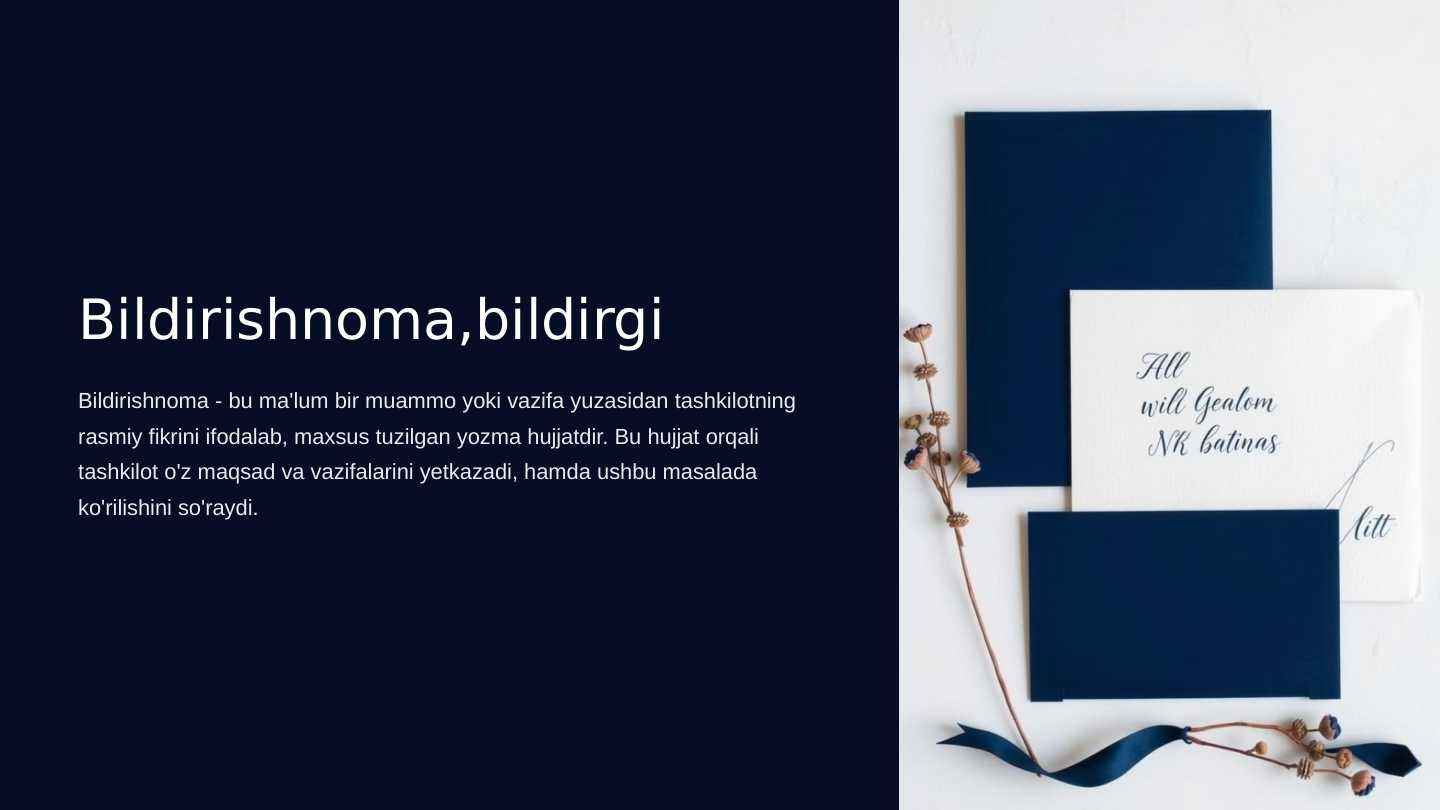 Bildirishnoma,bildirgi