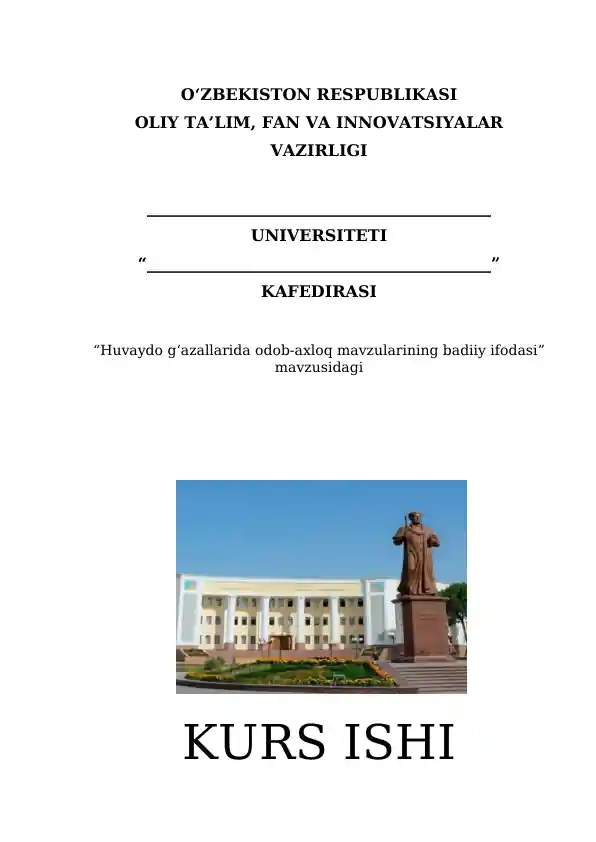 Huvaydo gʻazallarida odob-axloq mavzularining badiiy ifodasi