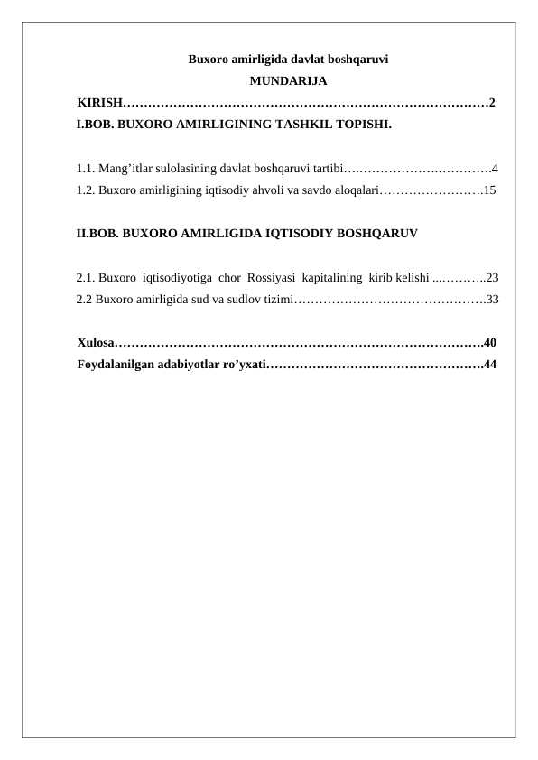 XIX asrning 70-90-yillarida Buxoro amirligi Buxoro amirligida davlat boshqaruvi