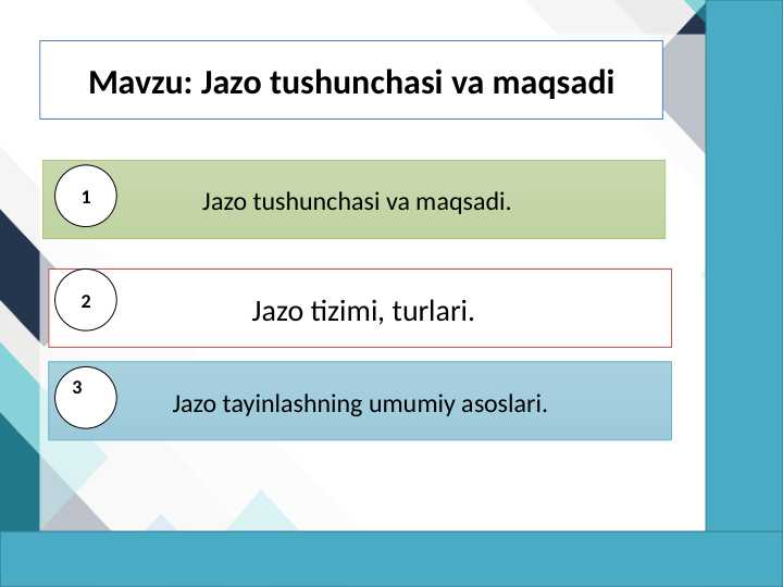 jazo tushunchasi va maqsadi