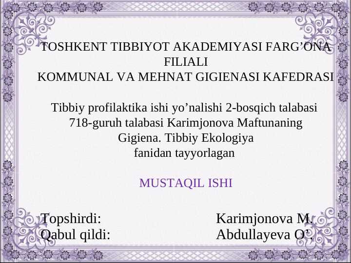 ATMOSFERA QAVATLARIGA TA’RIF Abdupattayeva D