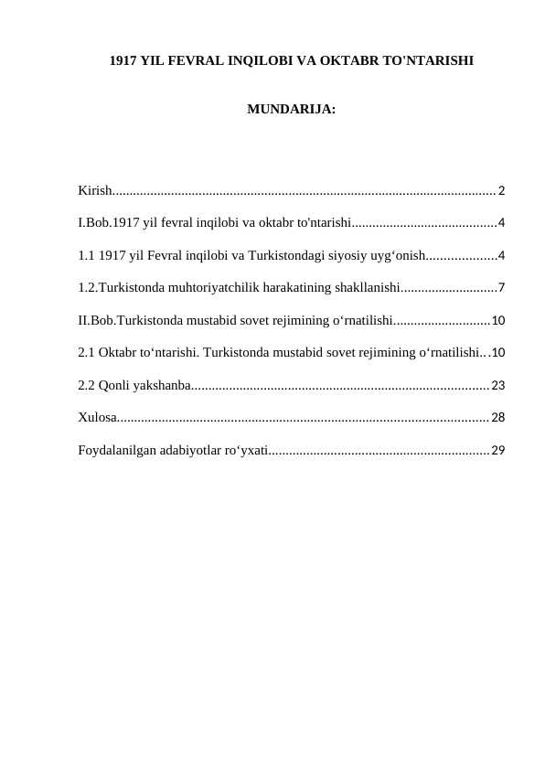1917 YIL FEVRAL INQILOBI VA OKTABR TO'NTARISHI