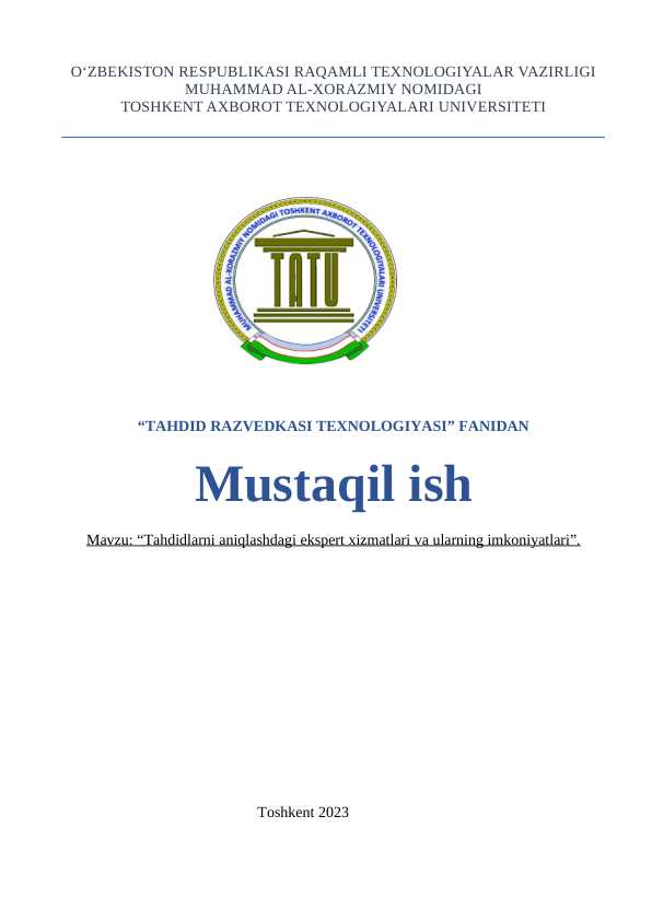 Tahdidlarni aniqlashdagi ekspert xizmatlari va ularning imkoniyatlari