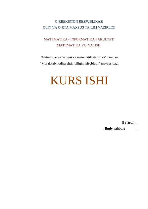 Murakkab hodisa ehtimolligini hisoblash