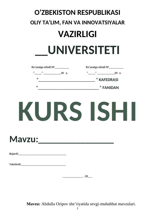 Abdulla Oripov she’riyatida sevgi-muhabbat mavzulari