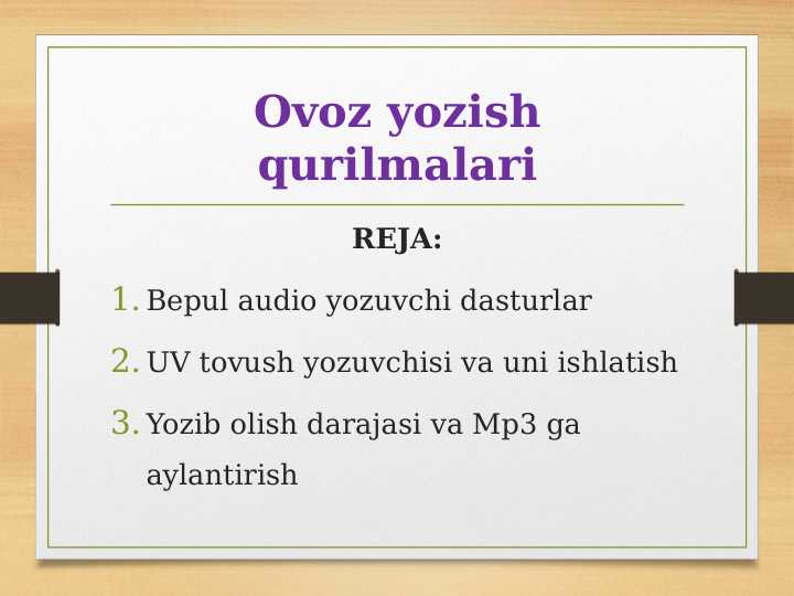 Ovoz yozish qurilmalari