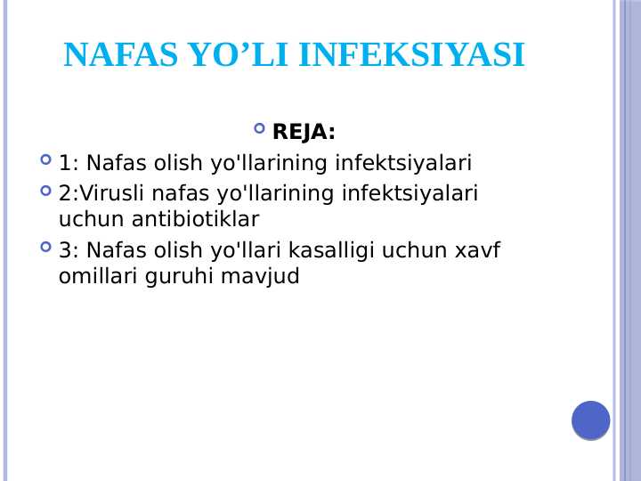 Nafas yo’li infeksiyasi