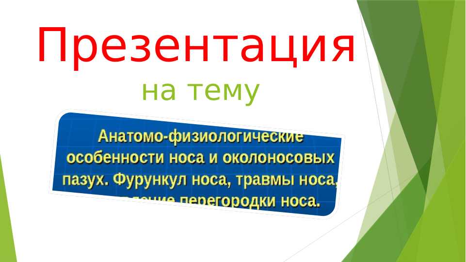 анатомо физиологические особенности носа