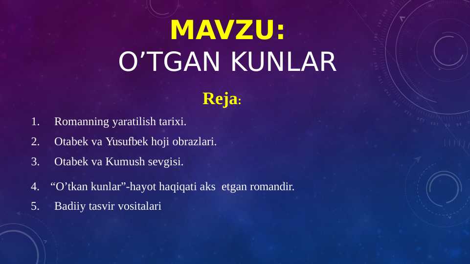 O’TGAN KUNLAR