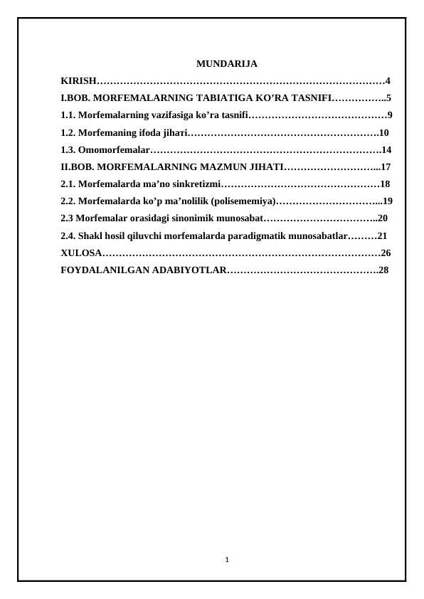 O’zbek tilshunosligida morfema va qo’shimcha munosabati