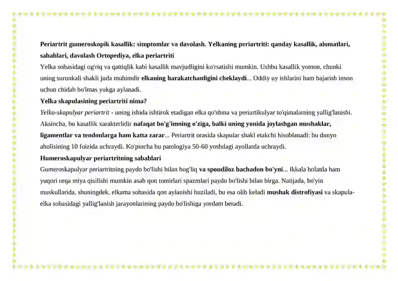 Gumeroskapulyar Periartrit