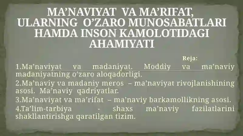 Ma’naviyat va Ma’rifat