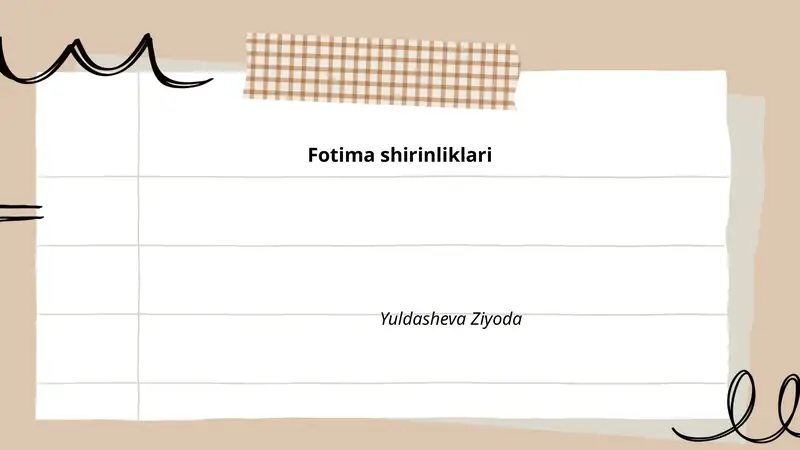 Fotima shirinliklari