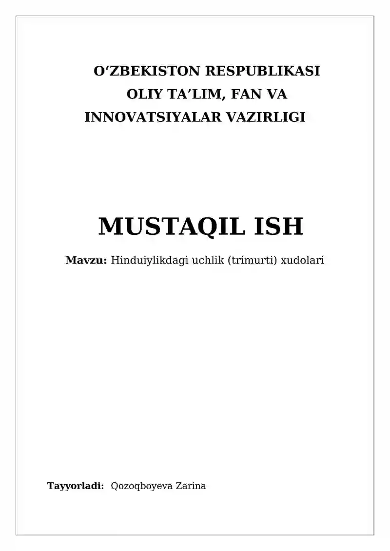 Hinduiylikdagi uchlik (trimurti) xudolari