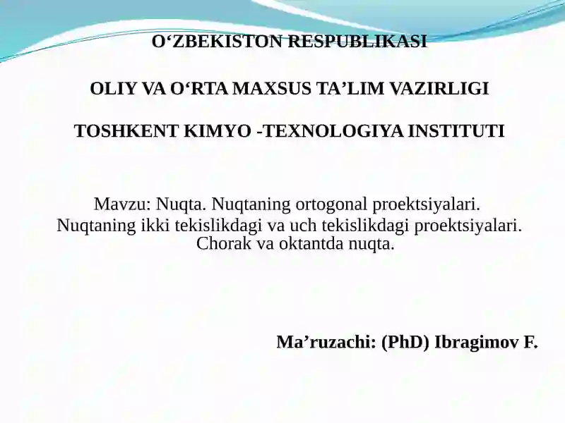 Nuqta.Nuqtaningortogonalproektsiyalari