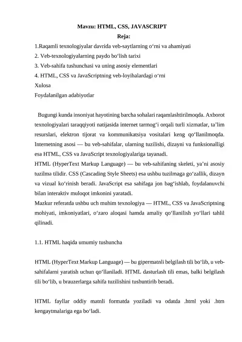 HTML, CSS, JAVASCRIPT