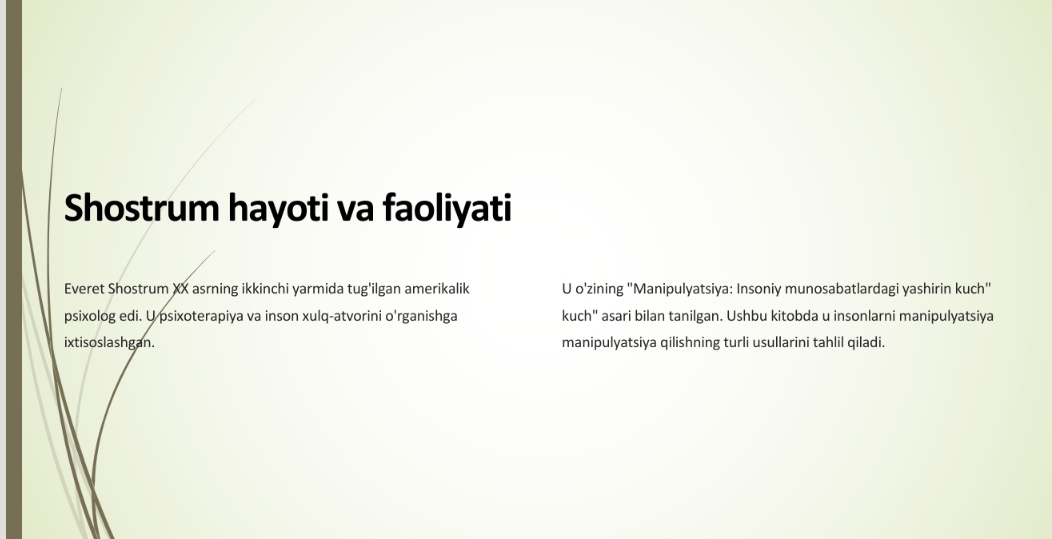 Everet Shostrum: Anti Kornegi odam manipulyator