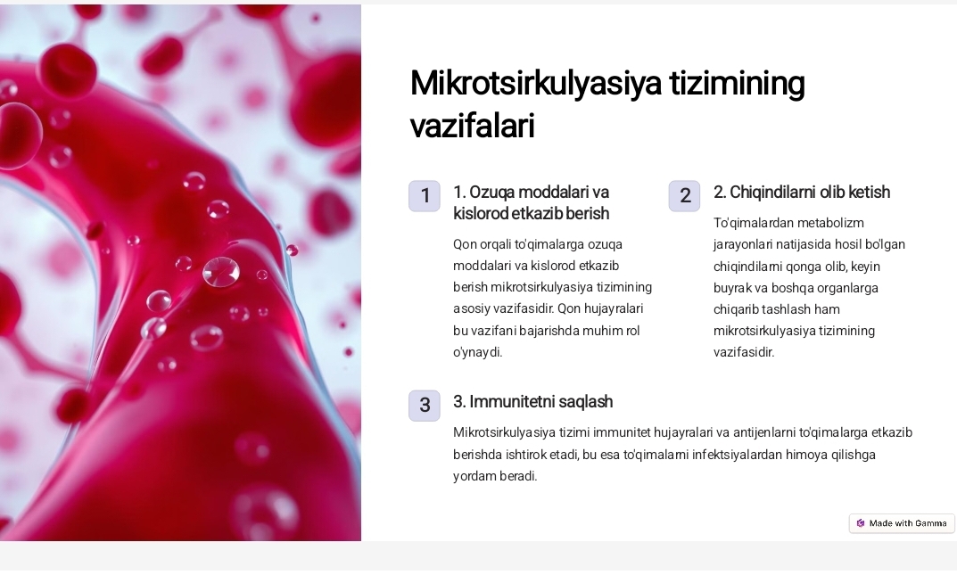 Mikrosirkulatsiya tizimi va ahamiyati