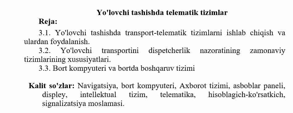 Yo'lovchi tashishda telematik tizimlar