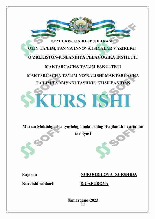 Maktabgacha yoshdagi bolalarning rivojlanishi va ta'lim tarbiyasi