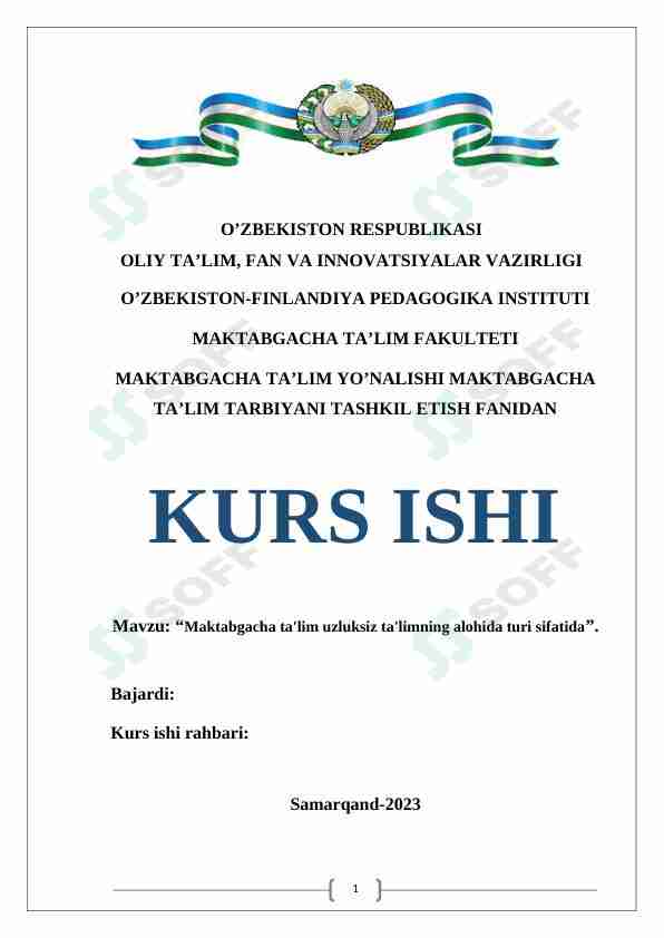 Maktabgacha ta'lim uzluksiz ta'limning alohida turi sifatida