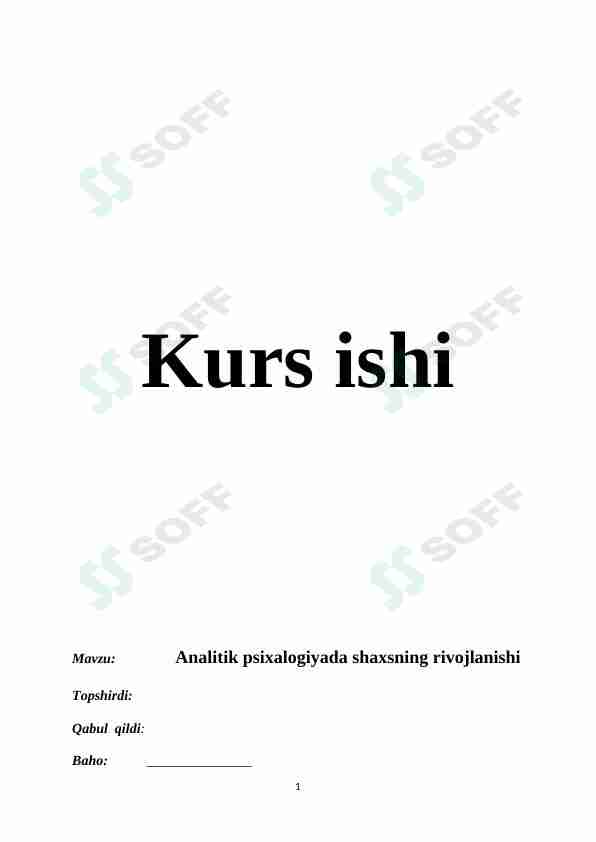 Analitik psixalogiyada shaxsning rivojlanishi