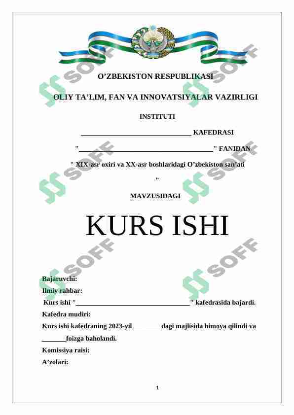 XIX-asr oxiri va XX-asr boshlaridagi O’zbekiston san’ati