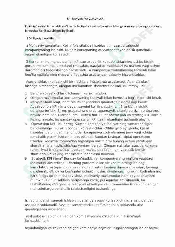 KPI tushunchasi