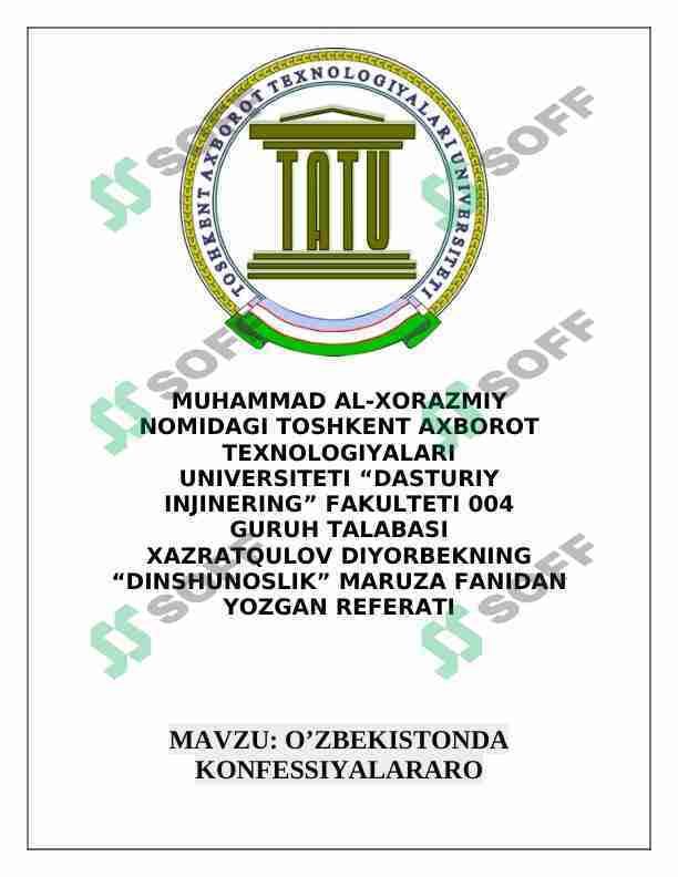 O'zbekistonda Konfessiyalararo bag'rikenglikning tarixiy ildizlari