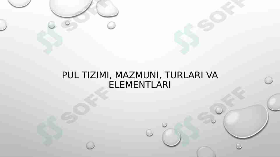 Pul tizimi. Pul tizimi
