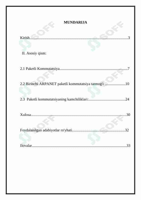 Informatika Paketlar kommutatsiyasining rivojlanishi