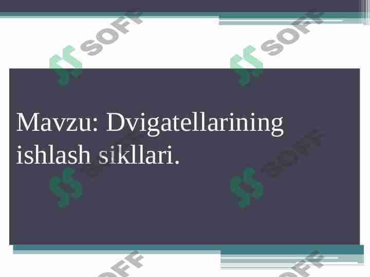 Dvigatellarining ishlash sikllari