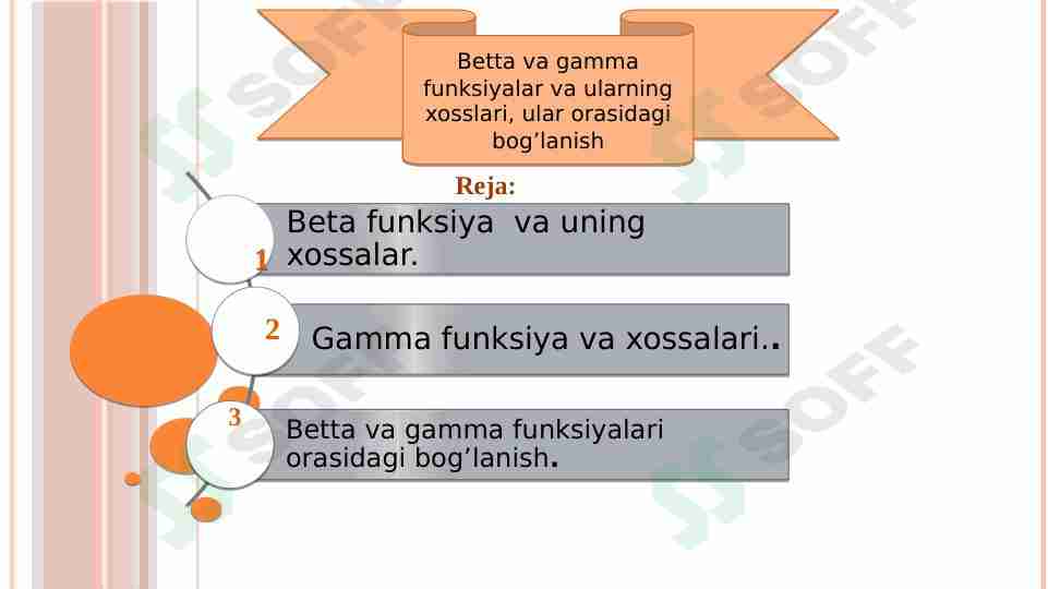 Betta va gamma funksiyalar va ularning xosslari, ular orasidagi bog’lanish