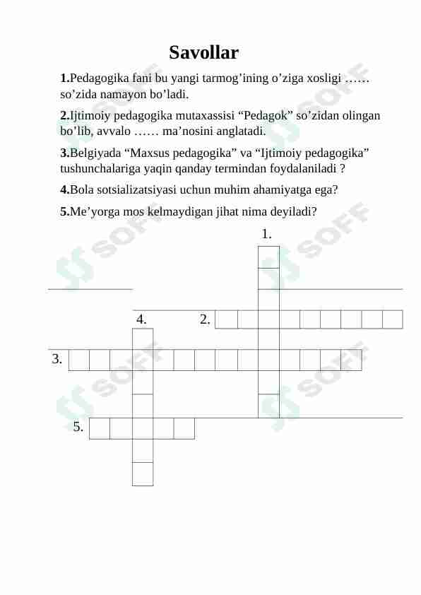 Pedagogika fanidan krassvvord.