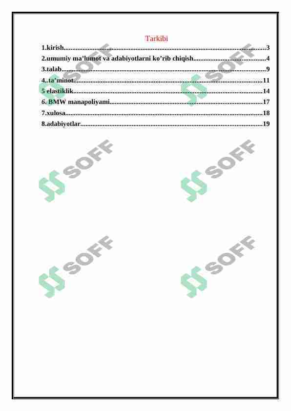 BMW kampaniyasi iqtisodi haqida
