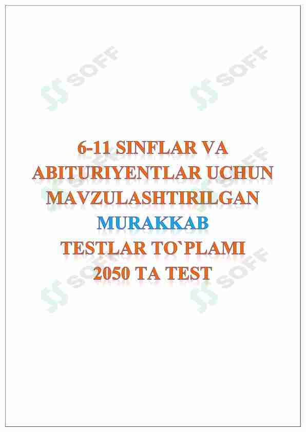 Matematika fanidan murakkab 2050 ta testlar / Abituriyentlar uchun