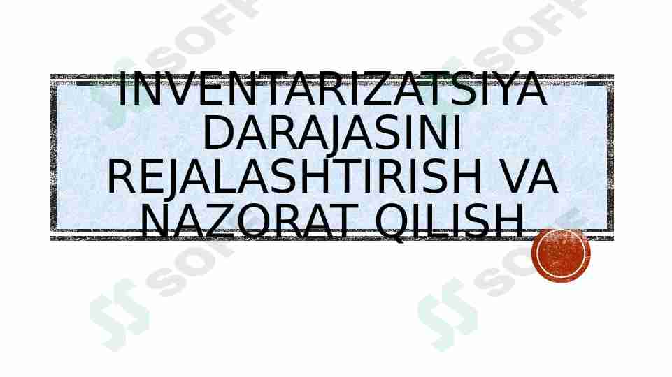 Inventarizatsiya darajasini rejalashtirish va nazorat qilish
