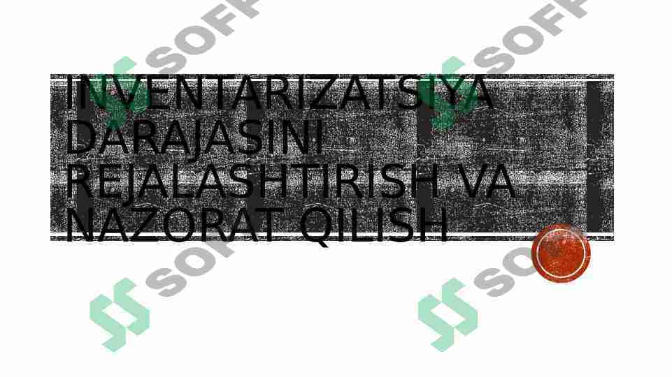 INVENTARIZATSIYA DARAJASINI REJALASHTIRISH