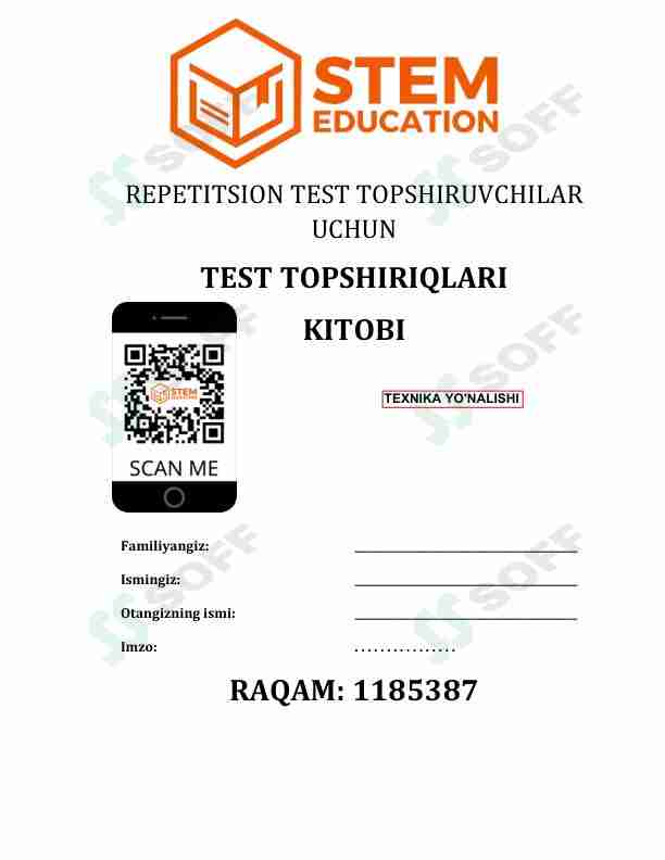 Blok test Matematika va Fizika yo'nalishi uchun