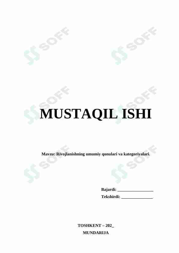 Rivojlanishning umumiy qonulari va kategoriyalari.